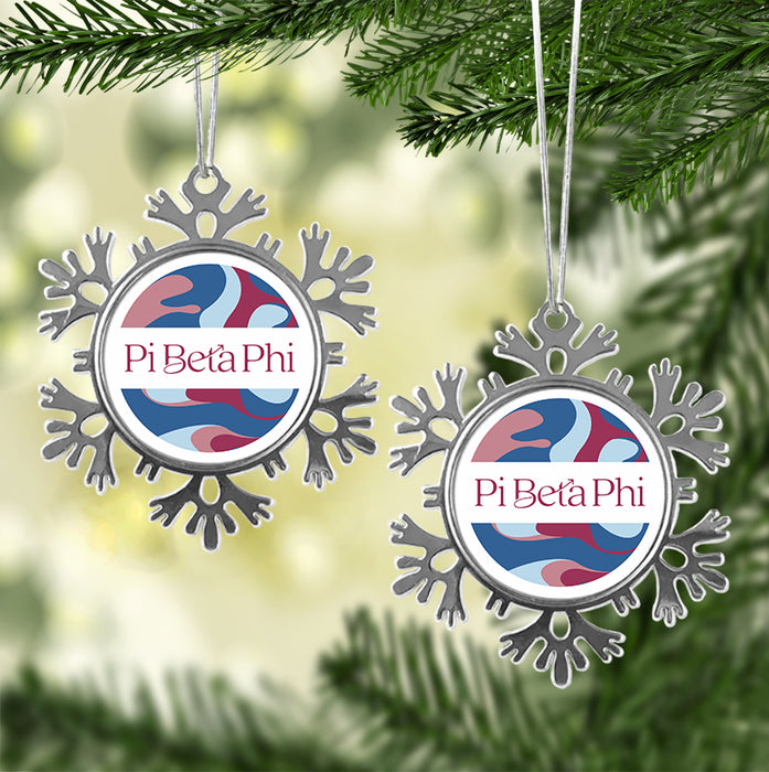 Pi Beta Phi Christmas Ornament - Snowflake Metal