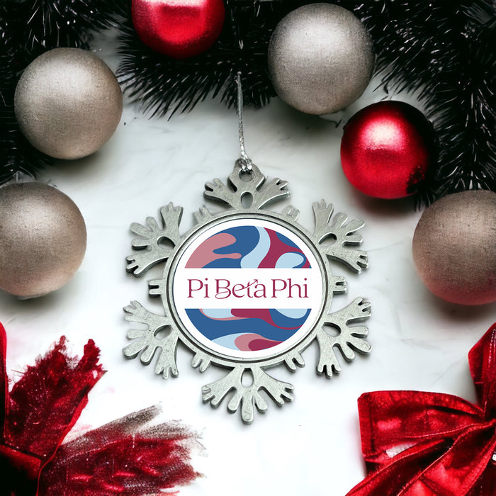 Pi Beta Phi Christmas Ornament - Snowflake Metal