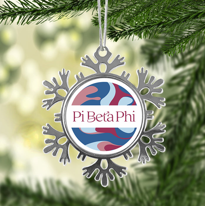 Pi Beta Phi Christmas Ornament - Snowflake Metal