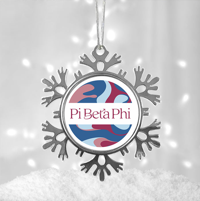 Pi Beta Phi Christmas Ornament - Snowflake Metal