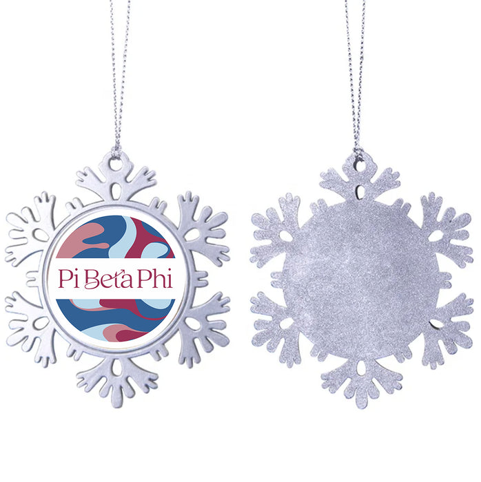 Pi Beta Phi Christmas Ornament - Snowflake Metal