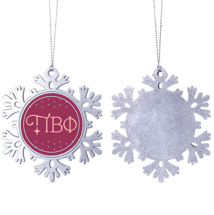 Pi Beta Phi Christmas Ornament - Snowflake Metal