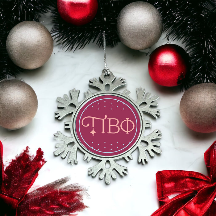 Pi Beta Phi Christmas Ornament - Snowflake Metal