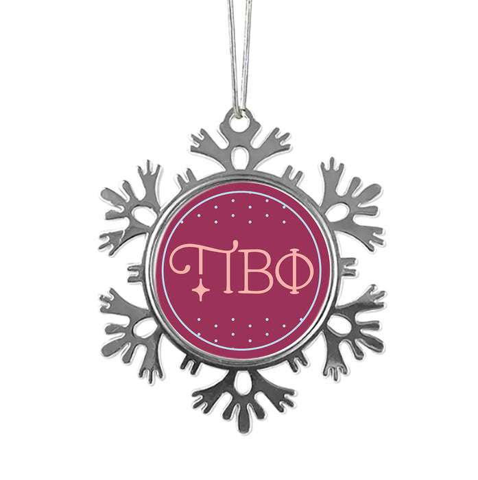 Pi Beta Phi Christmas Ornament - Snowflake Metal
