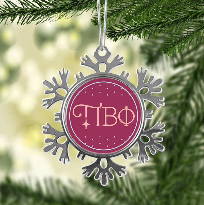 Pi Beta Phi Christmas Ornament - Snowflake Metal