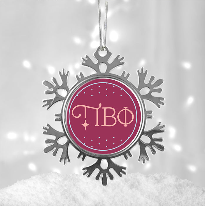 Pi Beta Phi Christmas Ornament - Snowflake Metal