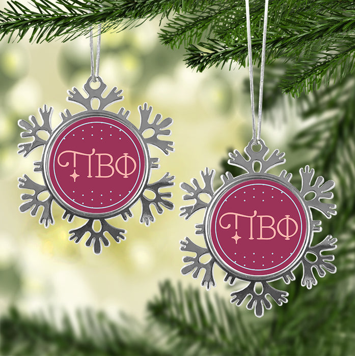 Pi Beta Phi Christmas Ornament - Snowflake Metal
