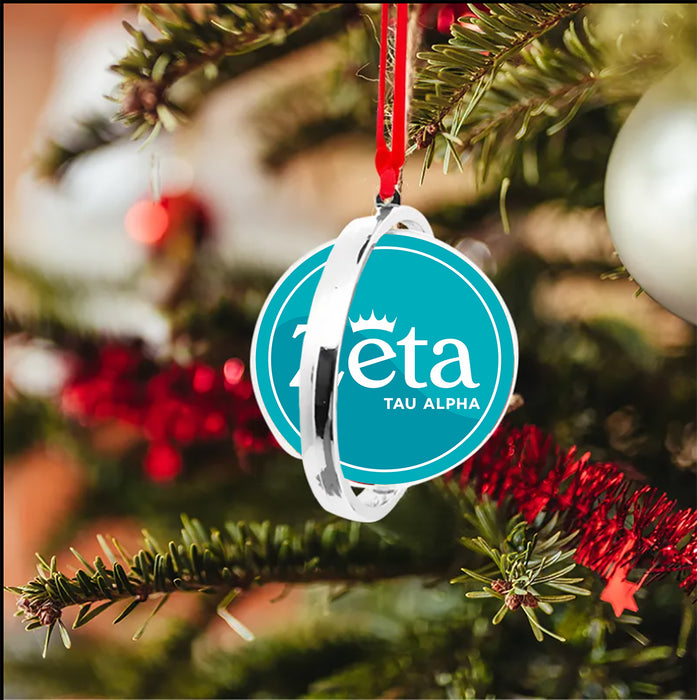 Zeta Tau Alpha Christmas Reversible Flat Round Ornament