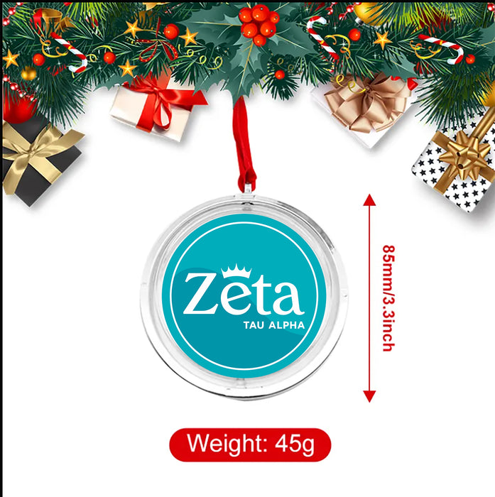 Zeta Tau Alpha Christmas Reversible Flat Round Ornament