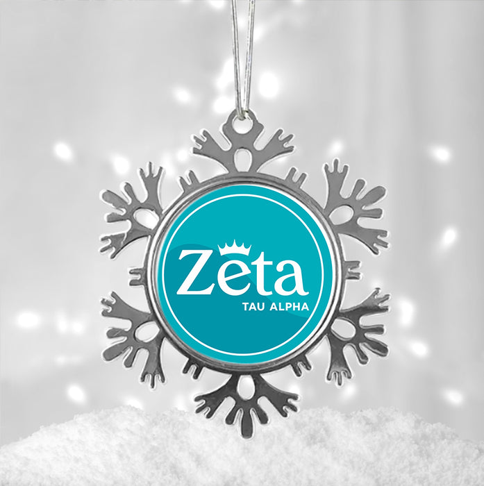 Zeta Tau Alpha Christmas Ornament - Snowflake Metal