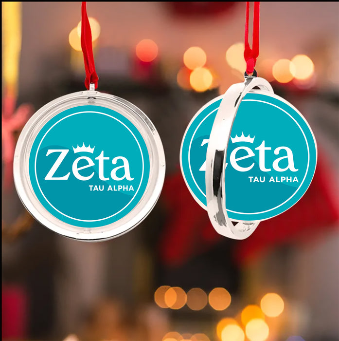 Zeta Tau Alpha Christmas Reversible Flat Round Ornament