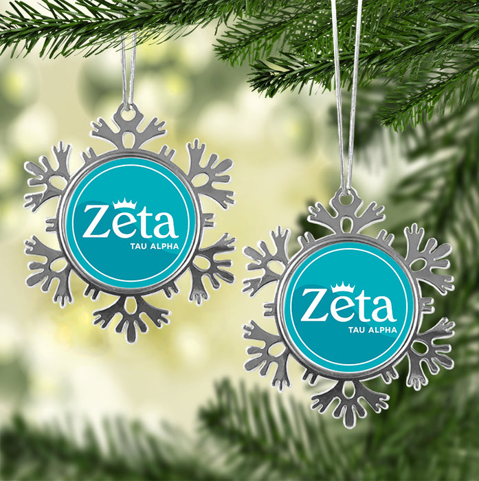 Zeta Tau Alpha Christmas Ornament - Snowflake Metal