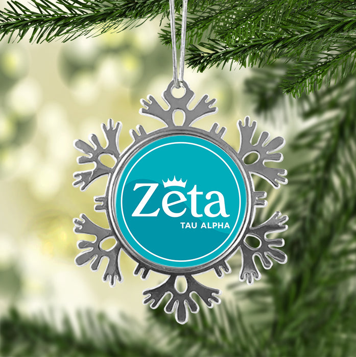 Zeta Tau Alpha Christmas Ornament - Snowflake Metal