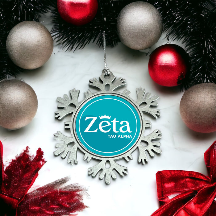 Zeta Tau Alpha Christmas Ornament - Snowflake Metal