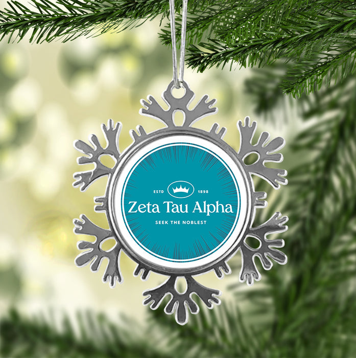 Zeta Tau Alpha Christmas Ornament - Snowflake Metal
