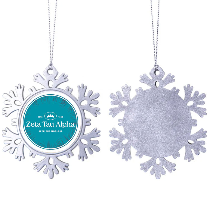 Zeta Tau Alpha Christmas Ornament - Snowflake Metal
