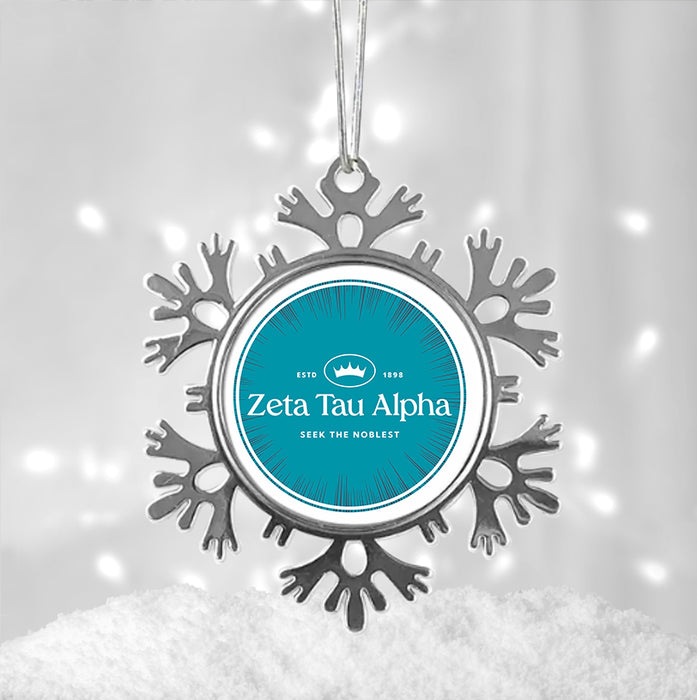 Zeta Tau Alpha Christmas Ornament - Snowflake Metal