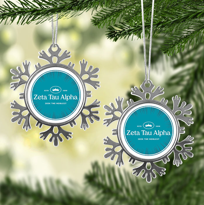 Zeta Tau Alpha Christmas Ornament - Snowflake Metal