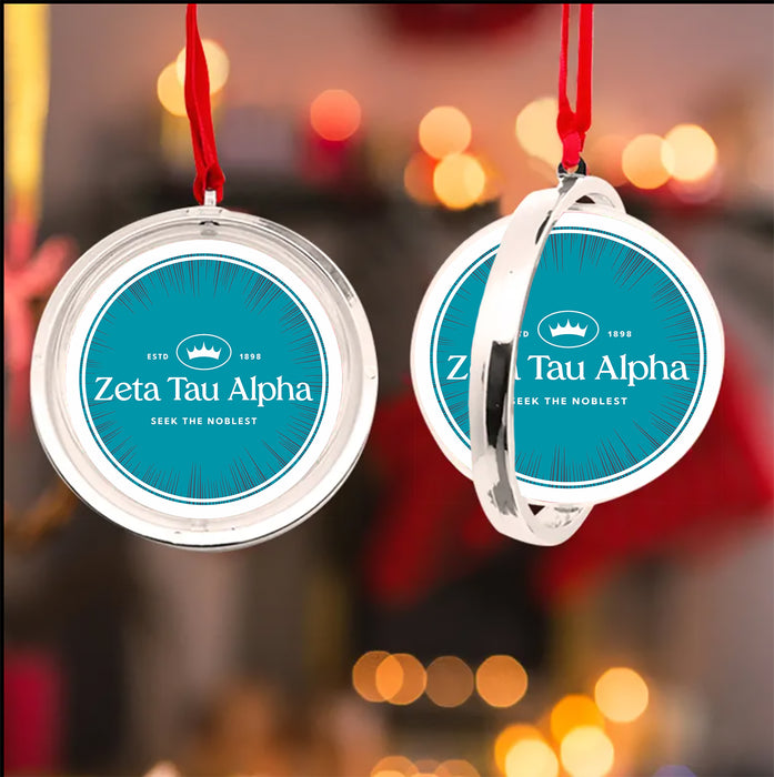 Zeta Tau Alpha Christmas Reversible Flat Round Ornament