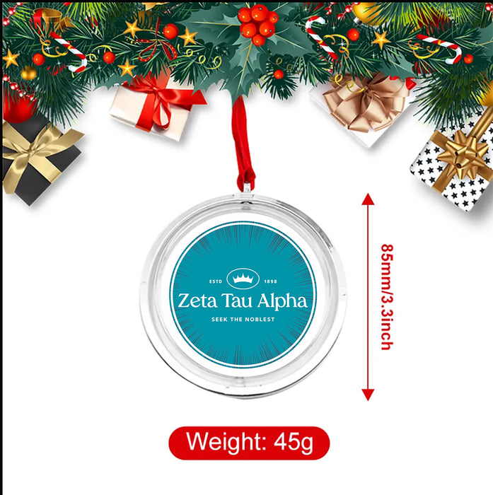 Zeta Tau Alpha Christmas Reversible Flat Round Ornament