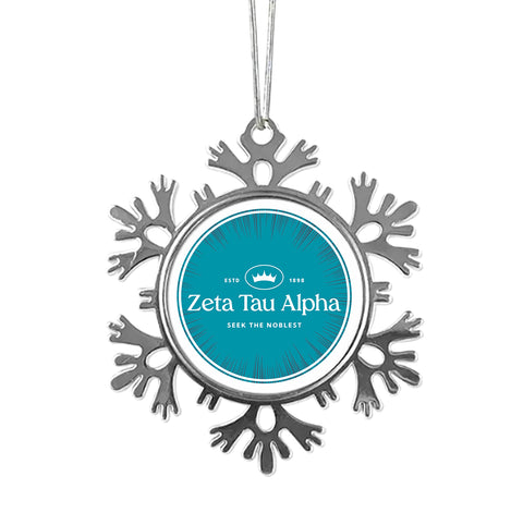 Zeta Tau Alpha Christmas Ornament - Snowflake Metal