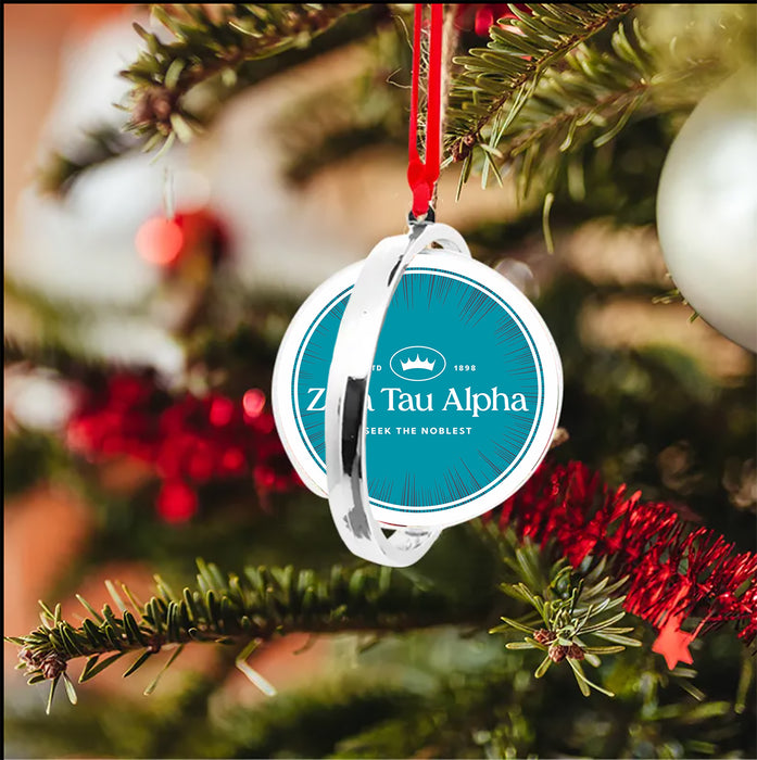 Zeta Tau Alpha Christmas Reversible Flat Round Ornament