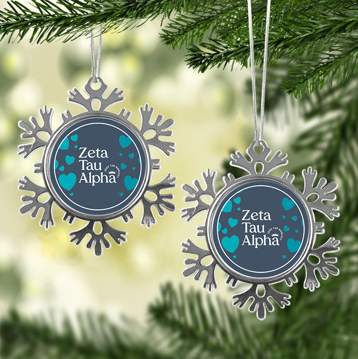 Zeta Tau Alpha Christmas Ornament - Snowflake Metal