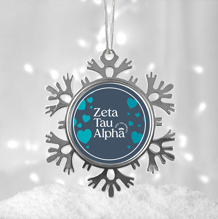 Zeta Tau Alpha Christmas Ornament - Snowflake Metal