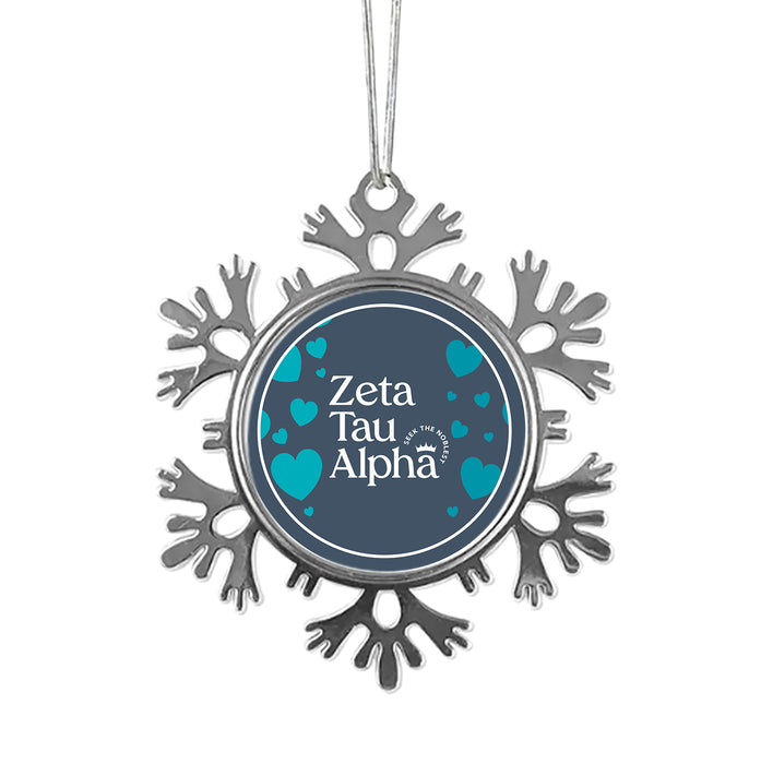 Zeta Tau Alpha Christmas Ornament - Snowflake Metal