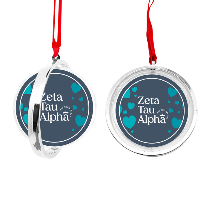 Zeta Tau Alpha Christmas Reversible Flat Round Ornament