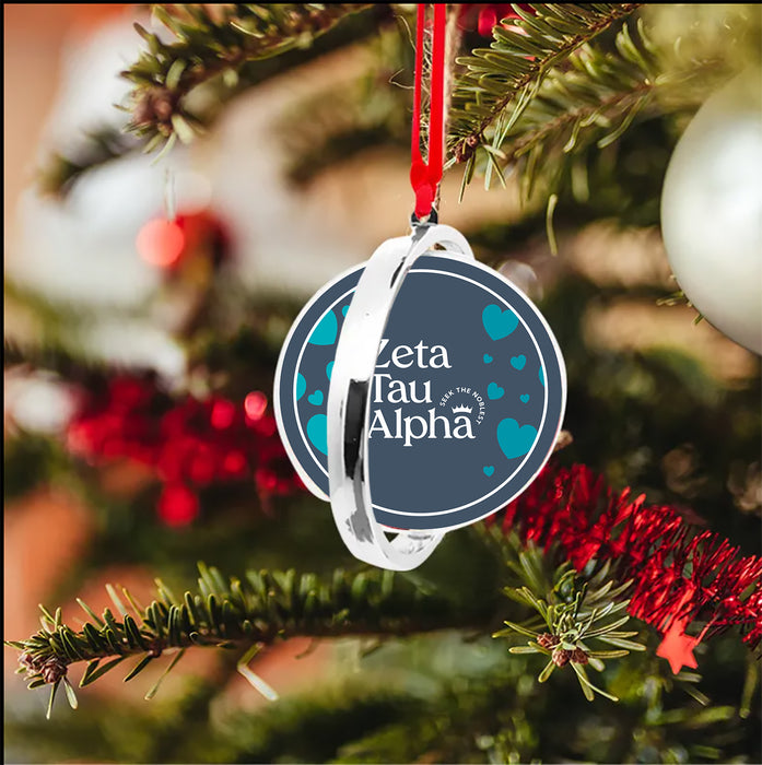 Zeta Tau Alpha Christmas Reversible Flat Round Ornament