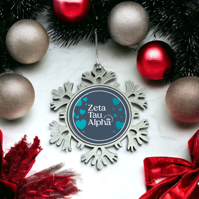 Zeta Tau Alpha Christmas Ornament - Snowflake Metal
