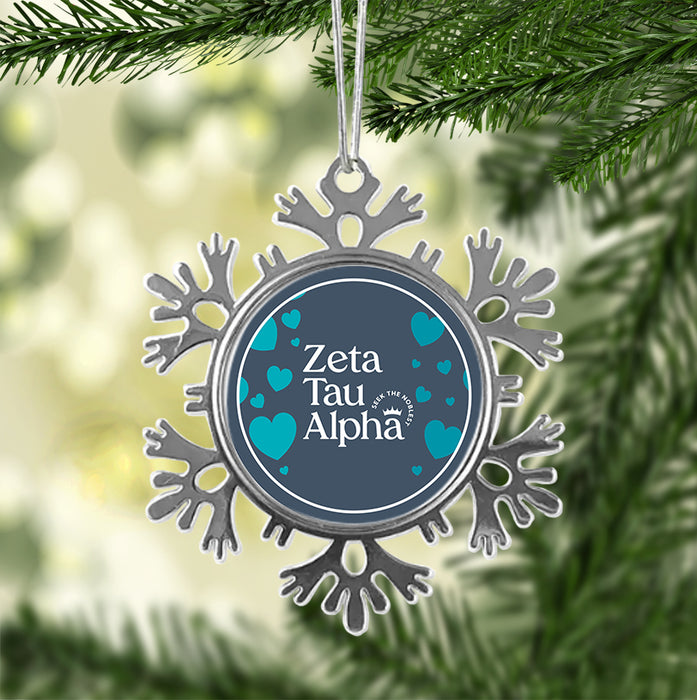 Zeta Tau Alpha Christmas Ornament - Snowflake Metal