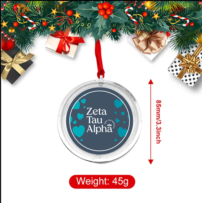 Zeta Tau Alpha Christmas Reversible Flat Round Ornament