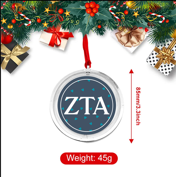 Zeta Tau Alpha Christmas Reversible Flat Round Ornament