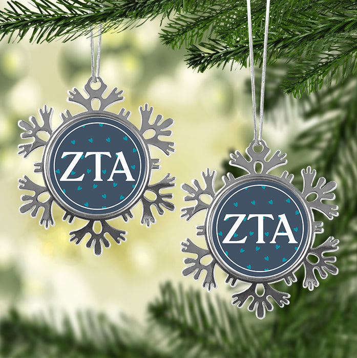 Zeta Tau Alpha Christmas Ornament - Snowflake Metal