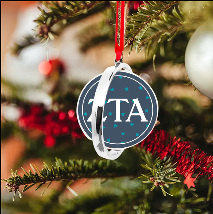 Zeta Tau Alpha Christmas Reversible Flat Round Ornament