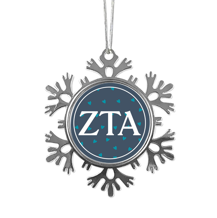 Zeta Tau Alpha Christmas Ornament - Snowflake Metal