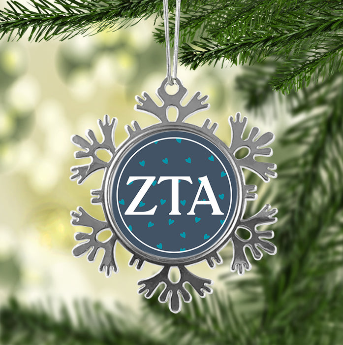 Zeta Tau Alpha Christmas Ornament - Snowflake Metal