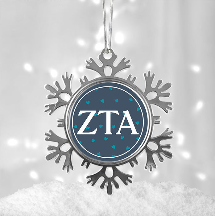 Zeta Tau Alpha Christmas Ornament - Snowflake Metal
