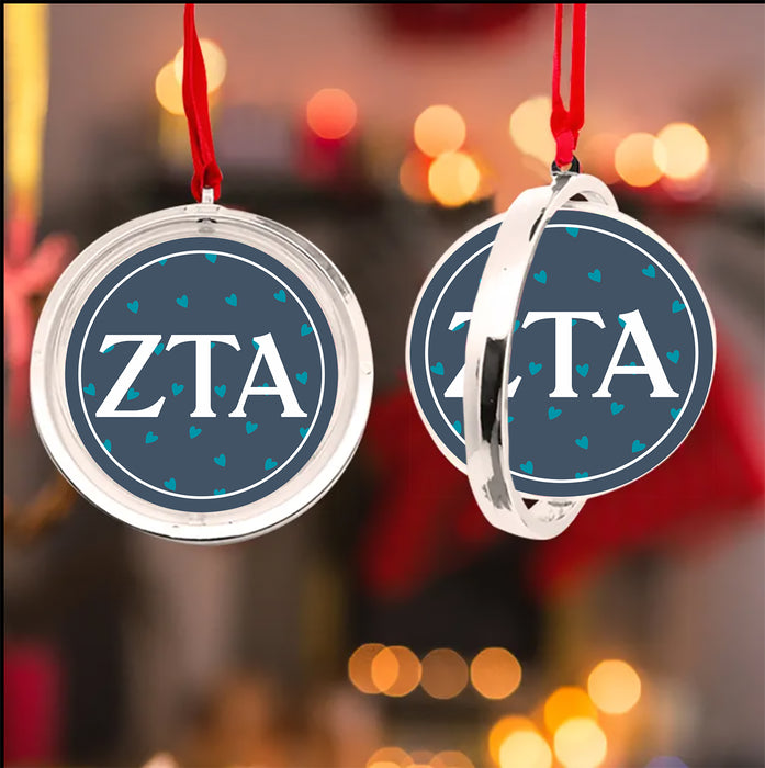 Zeta Tau Alpha Christmas Reversible Flat Round Ornament