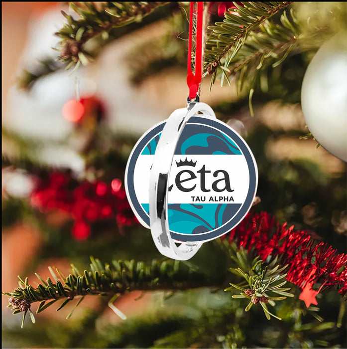 Zeta Tau Alpha Christmas Reversible Flat Round Ornament