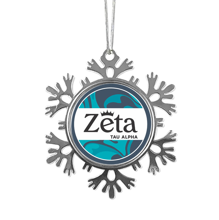 Zeta Tau Alpha Christmas Ornament - Snowflake Metal