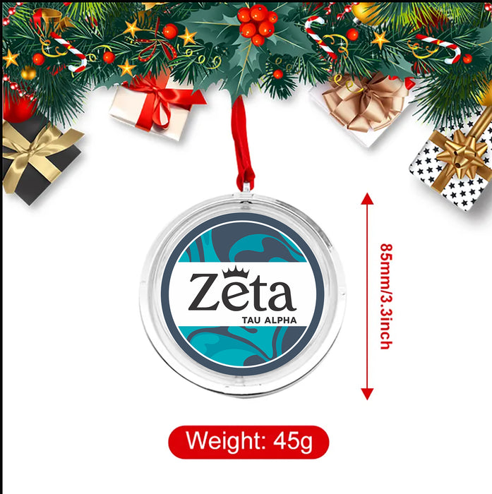Zeta Tau Alpha Christmas Reversible Flat Round Ornament