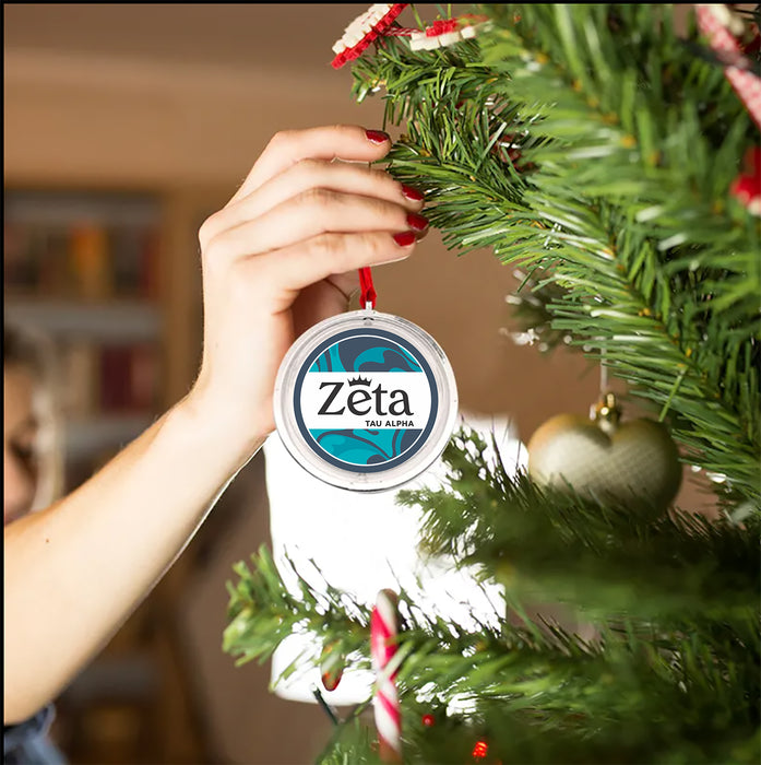 Zeta Tau Alpha Christmas Reversible Flat Round Ornament
