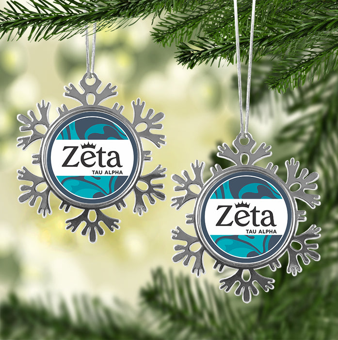 Zeta Tau Alpha Christmas Ornament - Snowflake Metal