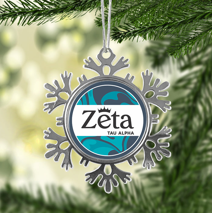 Zeta Tau Alpha Christmas Ornament - Snowflake Metal