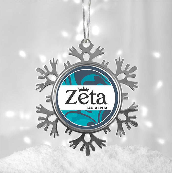 Zeta Tau Alpha Christmas Ornament - Snowflake Metal