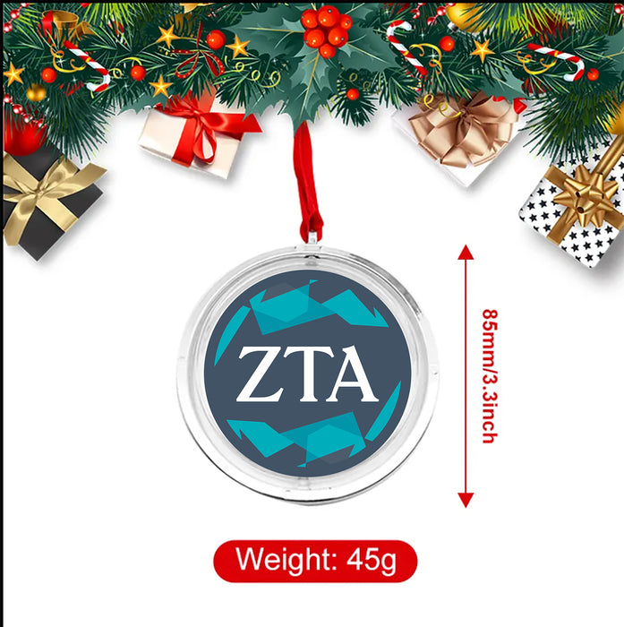 Zeta Tau Alpha Christmas Reversible Flat Round Ornament