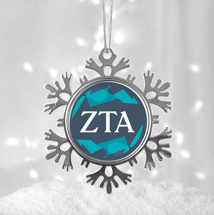 Zeta Tau Alpha Christmas Ornament - Snowflake Metal